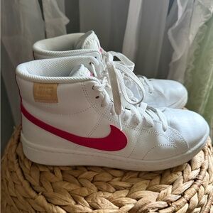Nike Women's White and Pink High-Top Sneakers